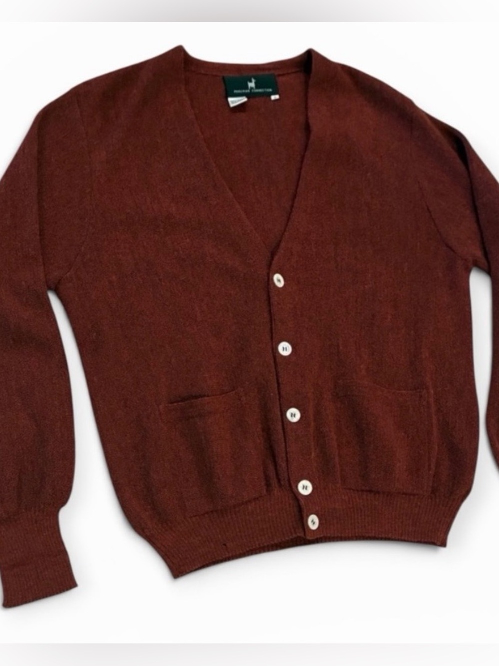 Men’s Peruvian Connection Vintage Men’s Burgundy Button-Front V-Neck Cardigan